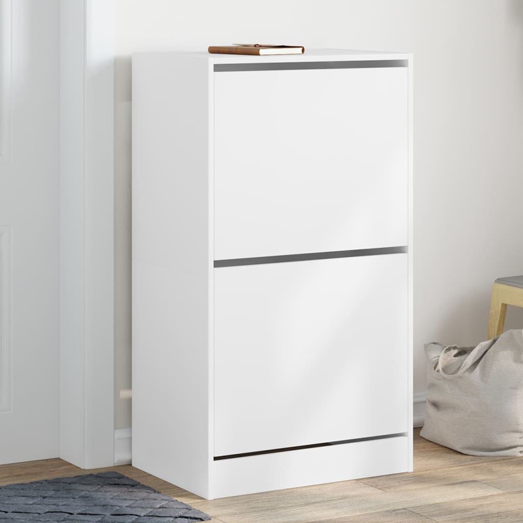 Shoe Cabinet with 2 Flip - Drawers White 60x42x108 cm - Bargainia.com - 