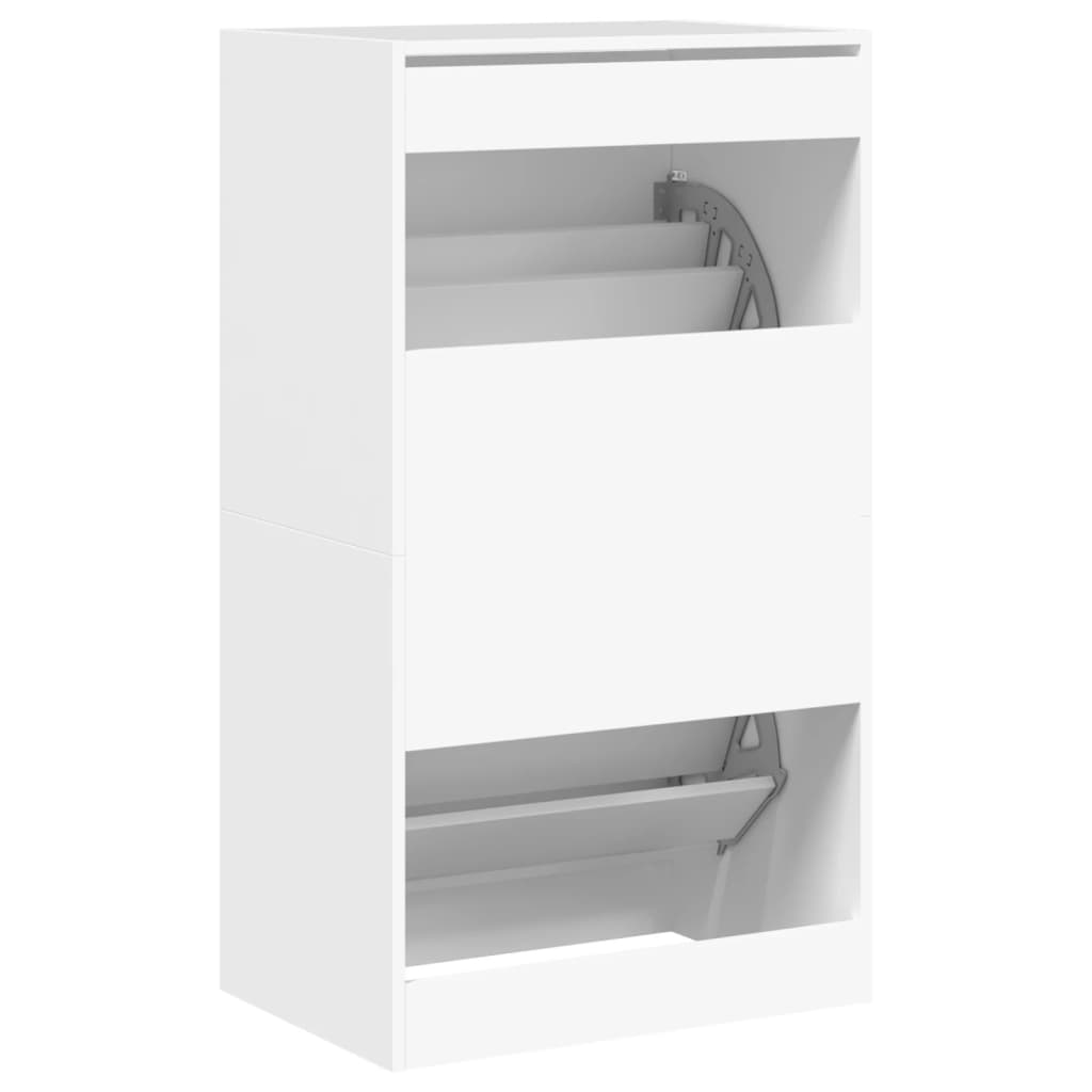 Shoe Cabinet with 2 Flip - Drawers White 60x42x108 cm - Bargainia.com - 