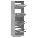 Shoe Cabinet with 4 Flip - Drawers Concrete Grey 60x34x187.5 cm - Bargainia.com - 