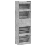 Shoe Cabinet with 4 Flip - Drawers Concrete Grey 60x34x187.5 cm - Bargainia.com - 