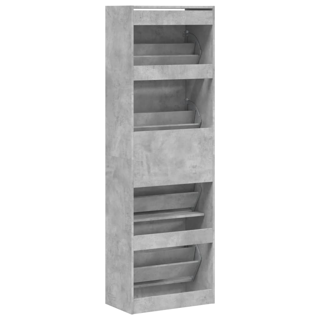 Shoe Cabinet with 4 Flip - Drawers Concrete Grey 60x34x187.5 cm - Bargainia.com - 