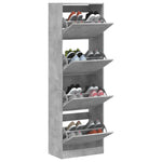 Shoe Cabinet with 4 Flip - Drawers Concrete Grey 60x34x187.5 cm - Bargainia.com - 