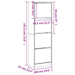 Shoe Cabinet with 4 Flip - Drawers Concrete Grey 60x34x187.5 cm - Bargainia.com - 
