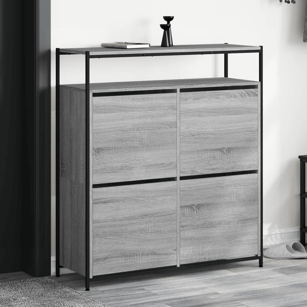 Shoe Cabinet with 4 Flip - Drawers Grey Sonoma 100x34x112 cm - Bargainia.com - 