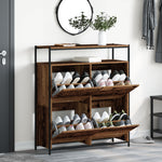 Shoe Cabinet with 4 Flip - Drawers Old Wood 100x34x112 cm - Bargainia.com - 