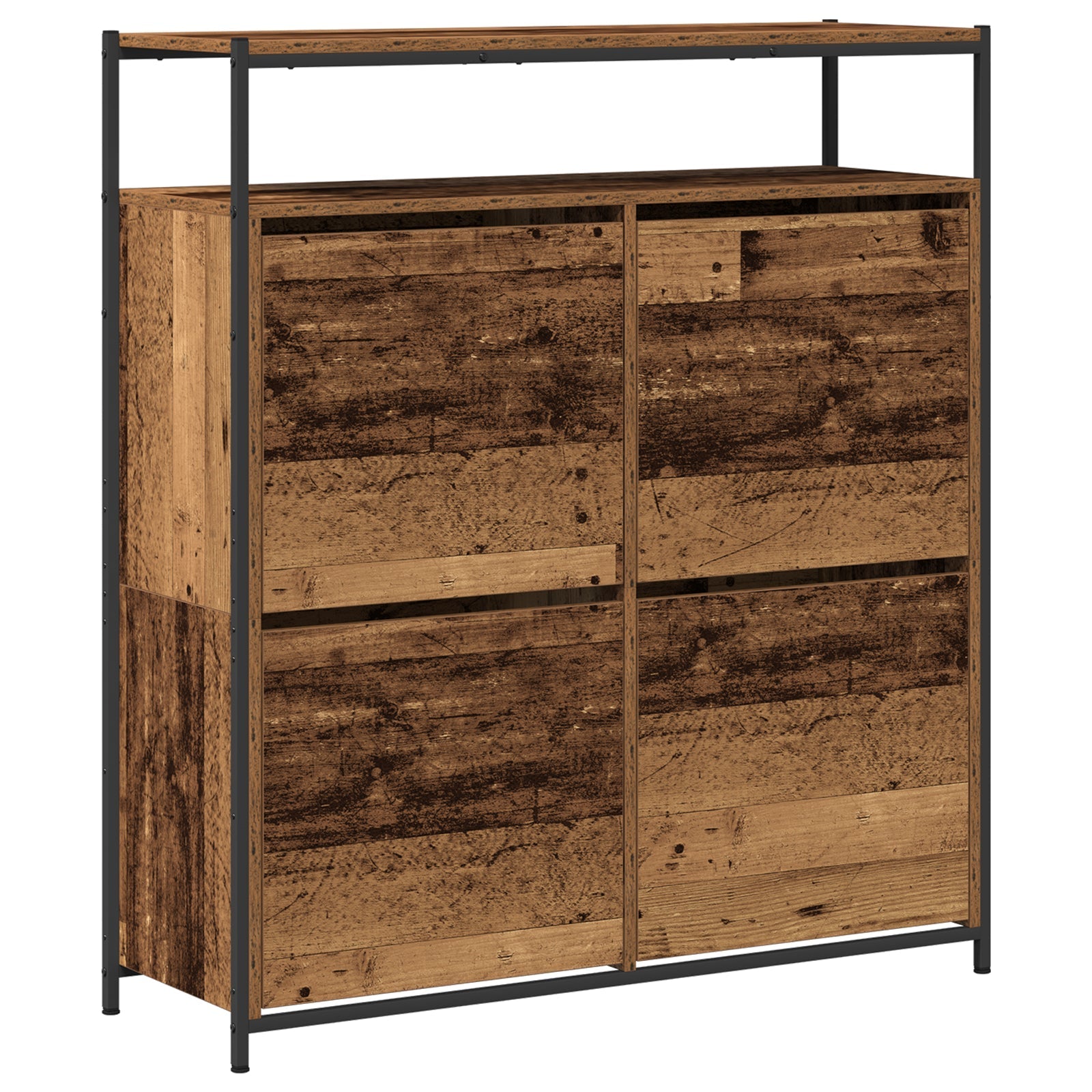 Shoe Cabinet with 4 Flip - Drawers Old Wood 100x34x112 cm - Bargainia.com - 
