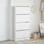 Shoe Cabinet with 4 Flip - Drawers White 80x21x163.5 cm - Bargainia.com - 