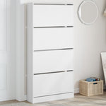 Shoe Cabinet with 4 Flip - Drawers White 80x21x163.5 cm - Bargainia.com - 