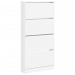 Shoe Cabinet with 4 Flip - Drawers White 80x21x163.5 cm - Bargainia.com - 