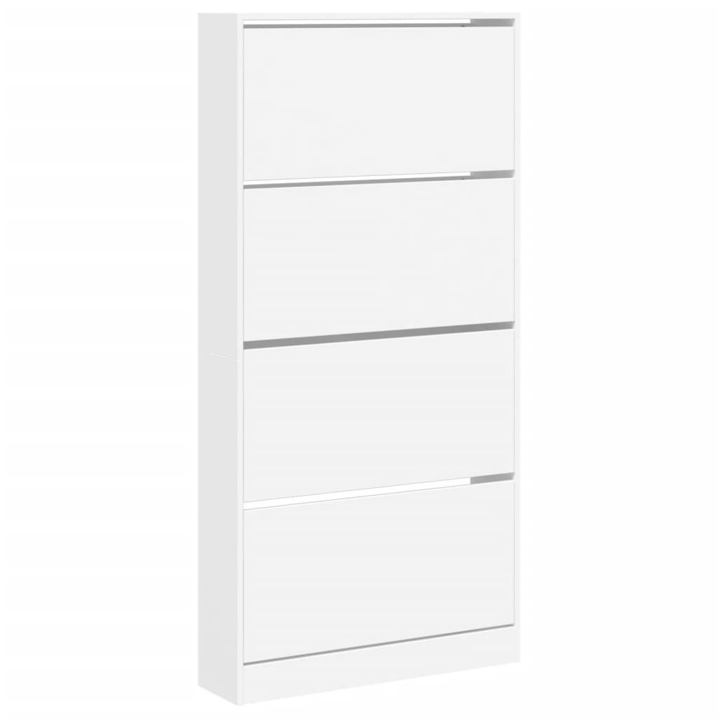 Shoe Cabinet with 4 Flip - Drawers White 80x21x163.5 cm - Bargainia.com - 