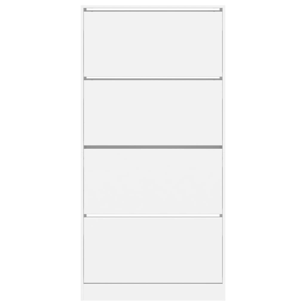 Shoe Cabinet with 4 Flip - Drawers White 80x21x163.5 cm - Bargainia.com - 