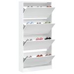 Shoe Cabinet with 4 Flip - Drawers White 80x21x163.5 cm - Bargainia.com - 