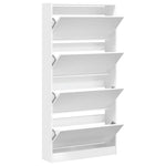 Shoe Cabinet with 4 Flip - Drawers White 80x21x163.5 cm - Bargainia.com - 