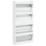 Shoe Cabinet with 4 Flip - Drawers White 80x21x163.5 cm - Bargainia.com - 