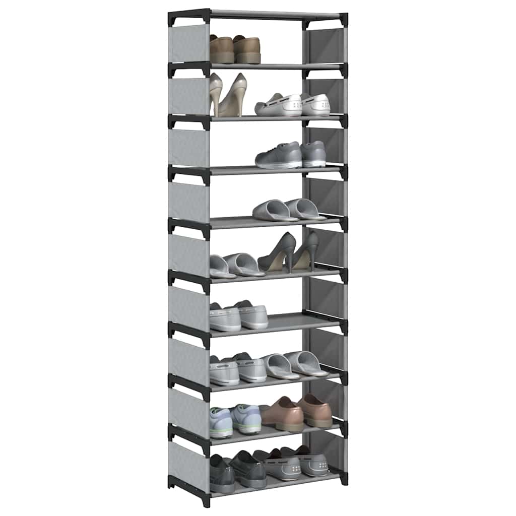 Shoe Rack 10 - Tier Grey 54x28x158 cm Non - woven Fabric - Bargainia.com - 