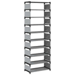 Shoe Rack 10 - Tier Grey 54x28x158 cm Non - woven Fabric - Bargainia.com - 
