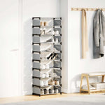 Shoe Rack 10 - Tier Grey 54x28x158 cm Non - woven Fabric - Bargainia.com - 