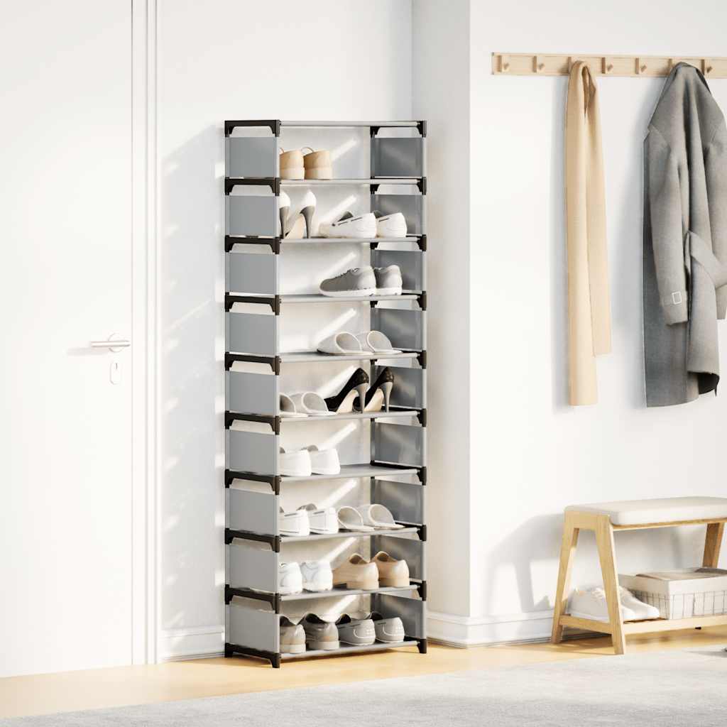 Shoe Rack 10 - Tier Grey 54x28x158 cm Non - woven Fabric - Bargainia.com - 
