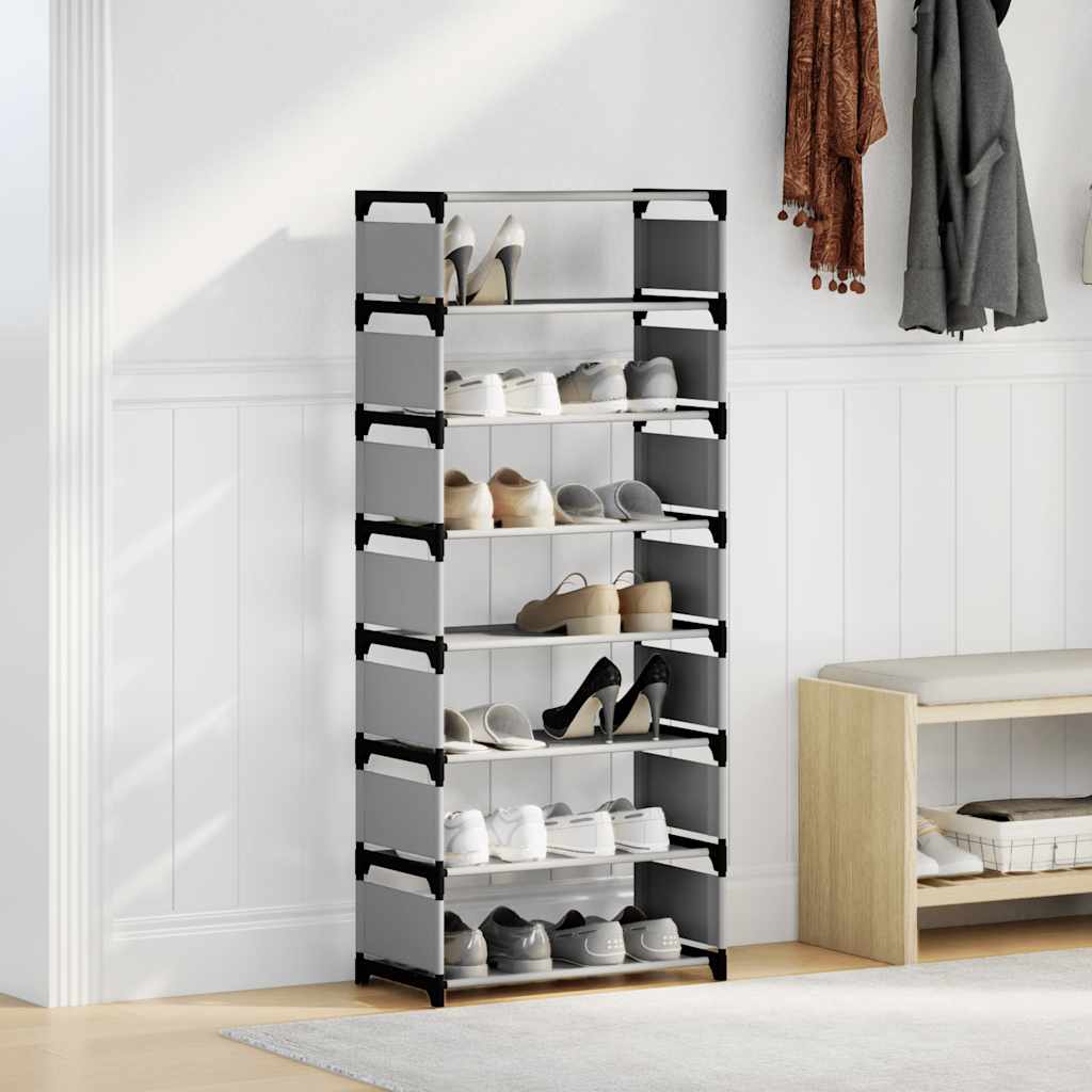 Shoe Rack 8 - Tier Grey 54x28x124 cm Non - woven Fabric - Bargainia.com - 