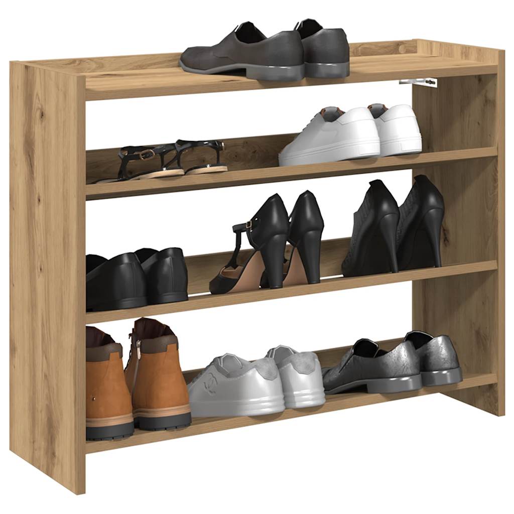 Shoe Rack Artisan Oak 80x25x62 cm Engineered Wood - Bargainia.com - 