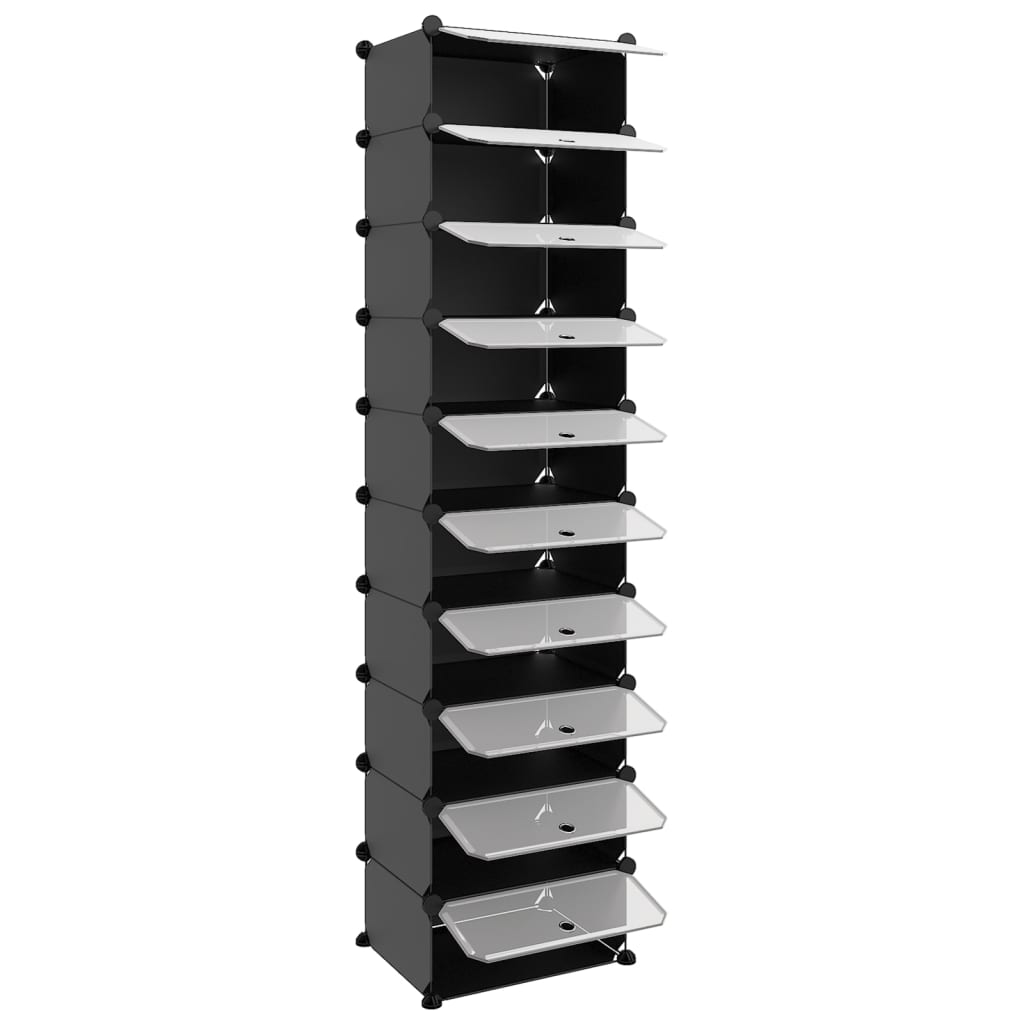 Shoe Rack Black 44x32x174 cm PP - Bargainia.com - 