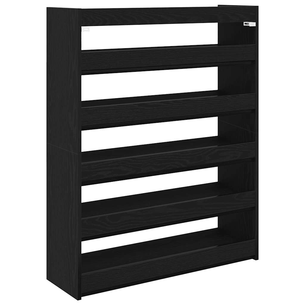 Shoe Rack Black 80x25x100 cm Engineered Wood - Bargainia.com - 