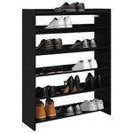 Shoe Rack Black 80x25x100 cm Engineered Wood - Bargainia.com - 