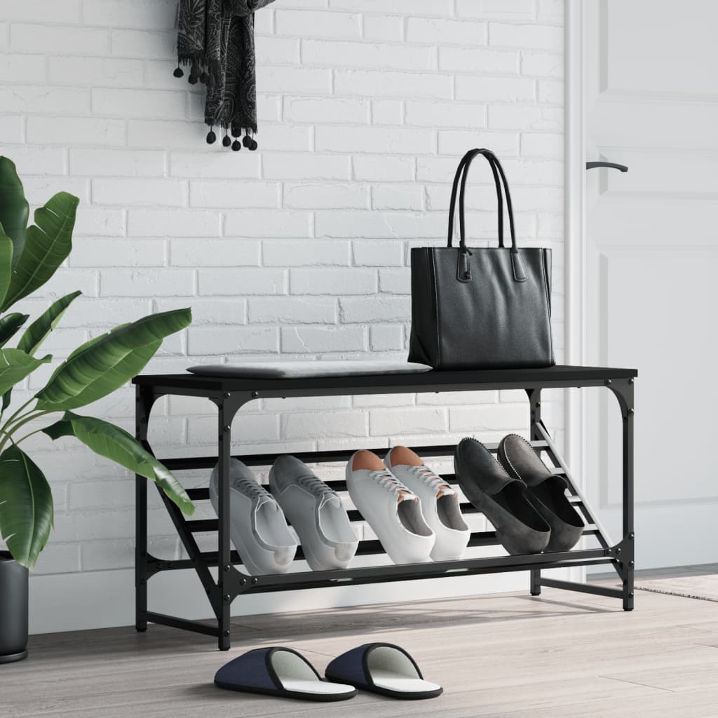 Shoe Rack Black 90x30x45 cm Engineered Wood - Bargainia.com - 