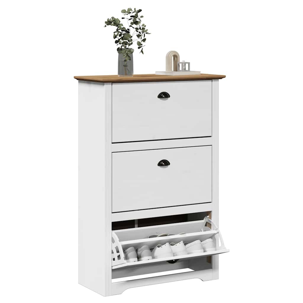 Shoe Rack BODO White and Brown 80x35x118 cm - Bargainia.com - 