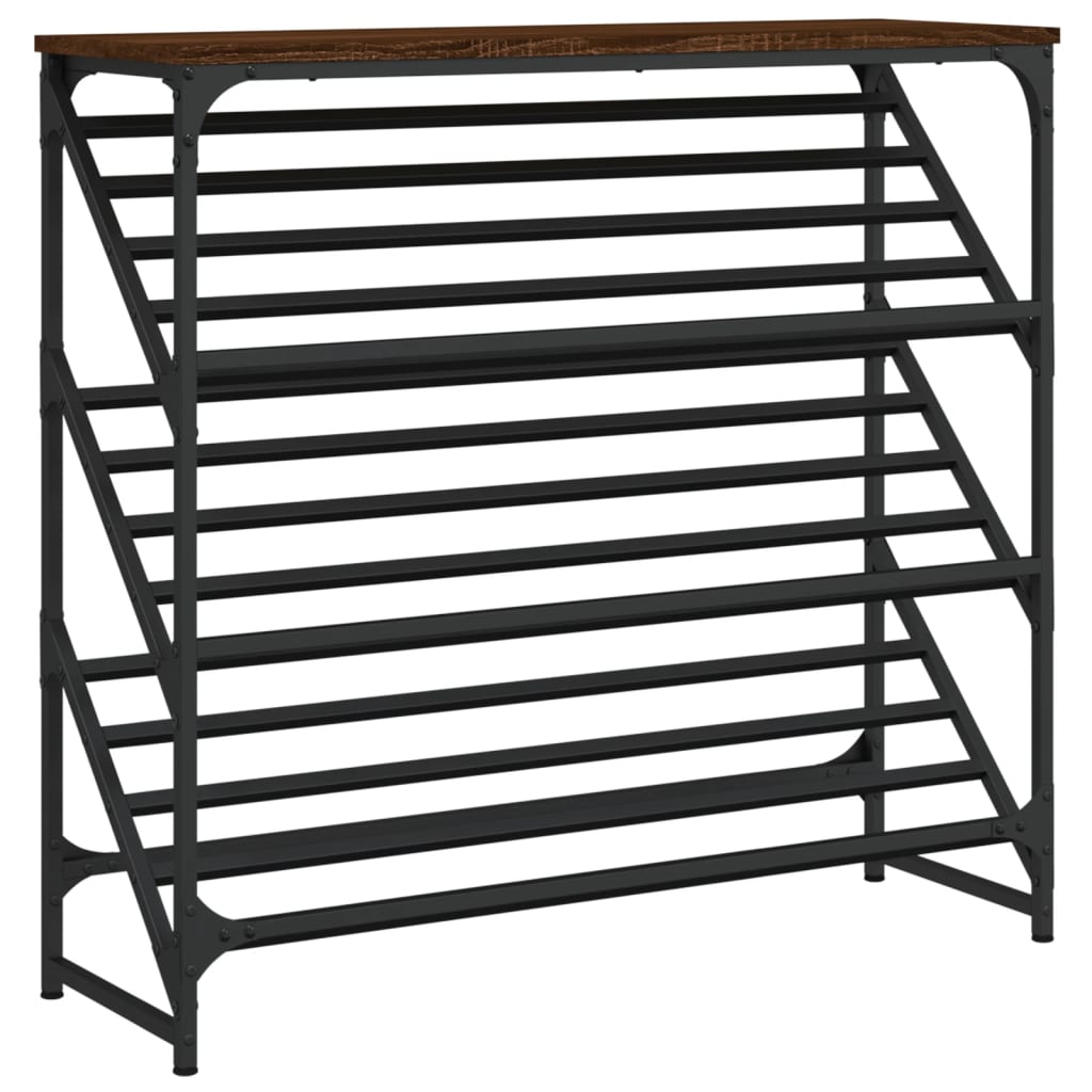 Shoe Rack Brown Oak 90x30x85 cm Engineered Wood - Bargainia.com - 