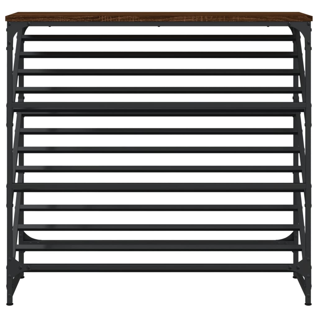 Shoe Rack Brown Oak 90x30x85 cm Engineered Wood - Bargainia.com - 