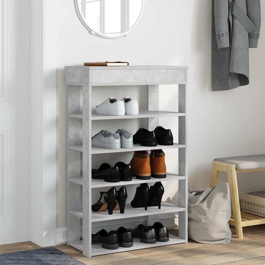 Shoe Rack Concrete Grey 60x30x98 cm Engineered Wood - Bargainia.com - 