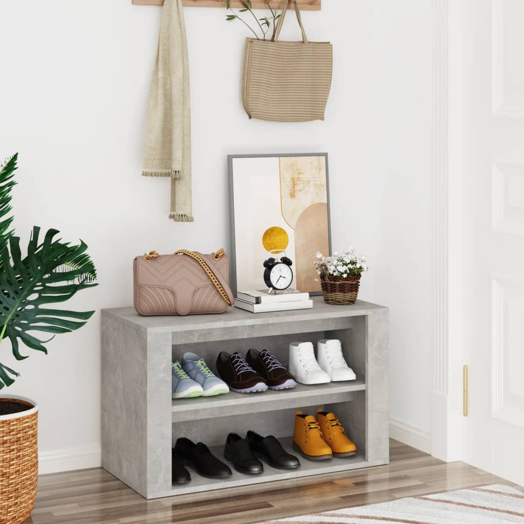 Shoe Rack Concrete Grey 75x35x45 cm Engineered Wood - Bargainia.com - 