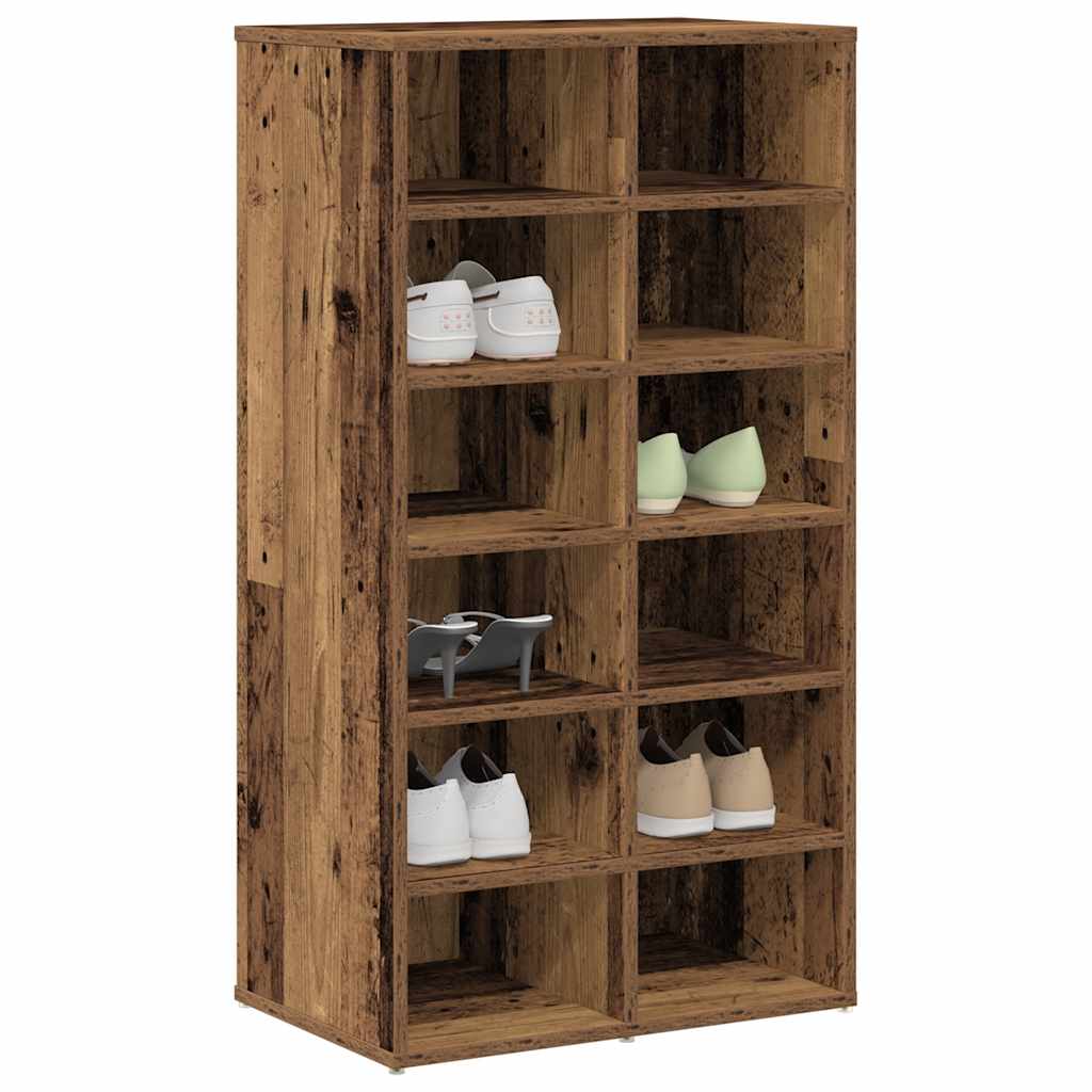 Shoe Rack Old Wood 54x34x100.5 cm Engineered Wood - Bargainia.com - 