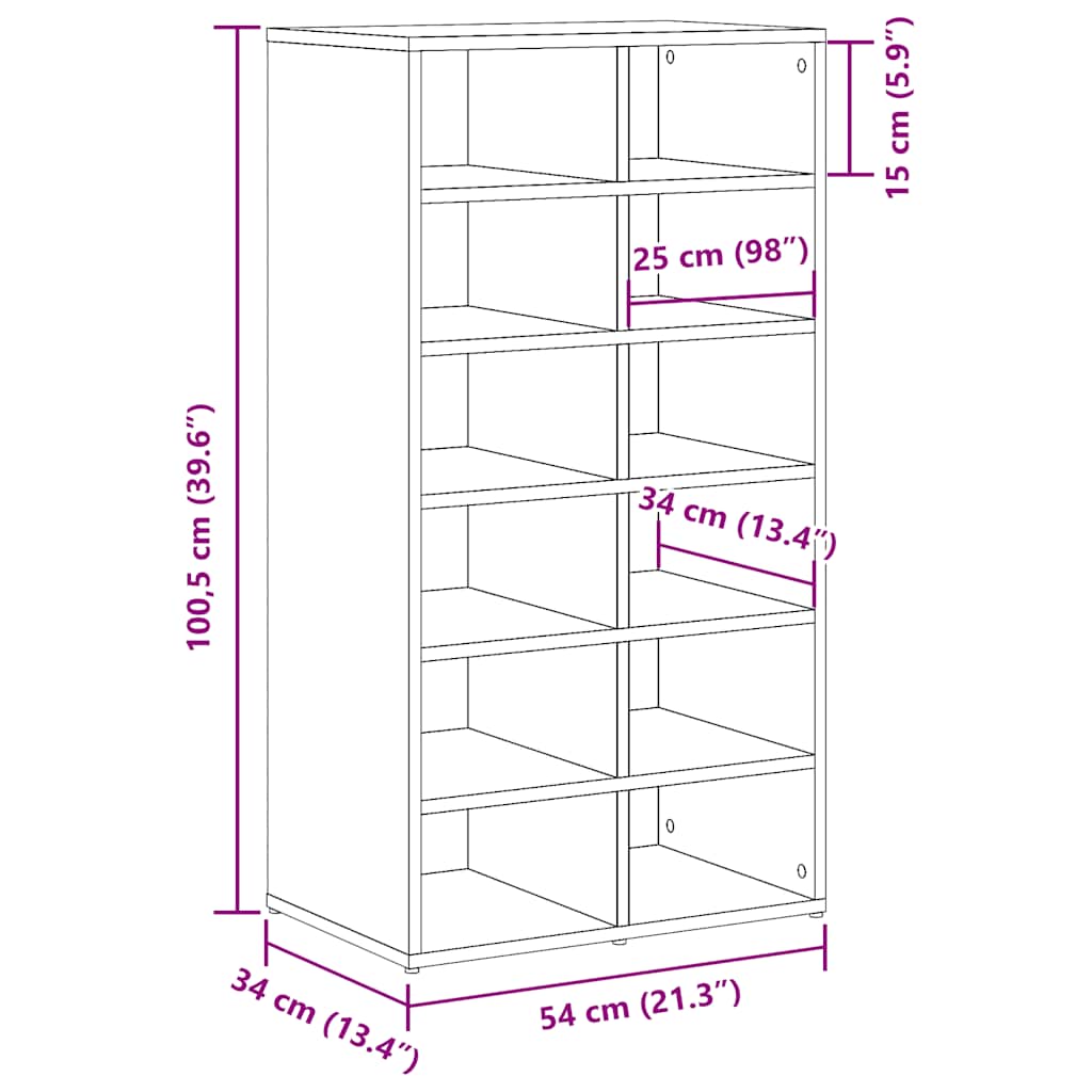 Shoe Rack Old Wood 54x34x100.5 cm Engineered Wood - Bargainia.com - 