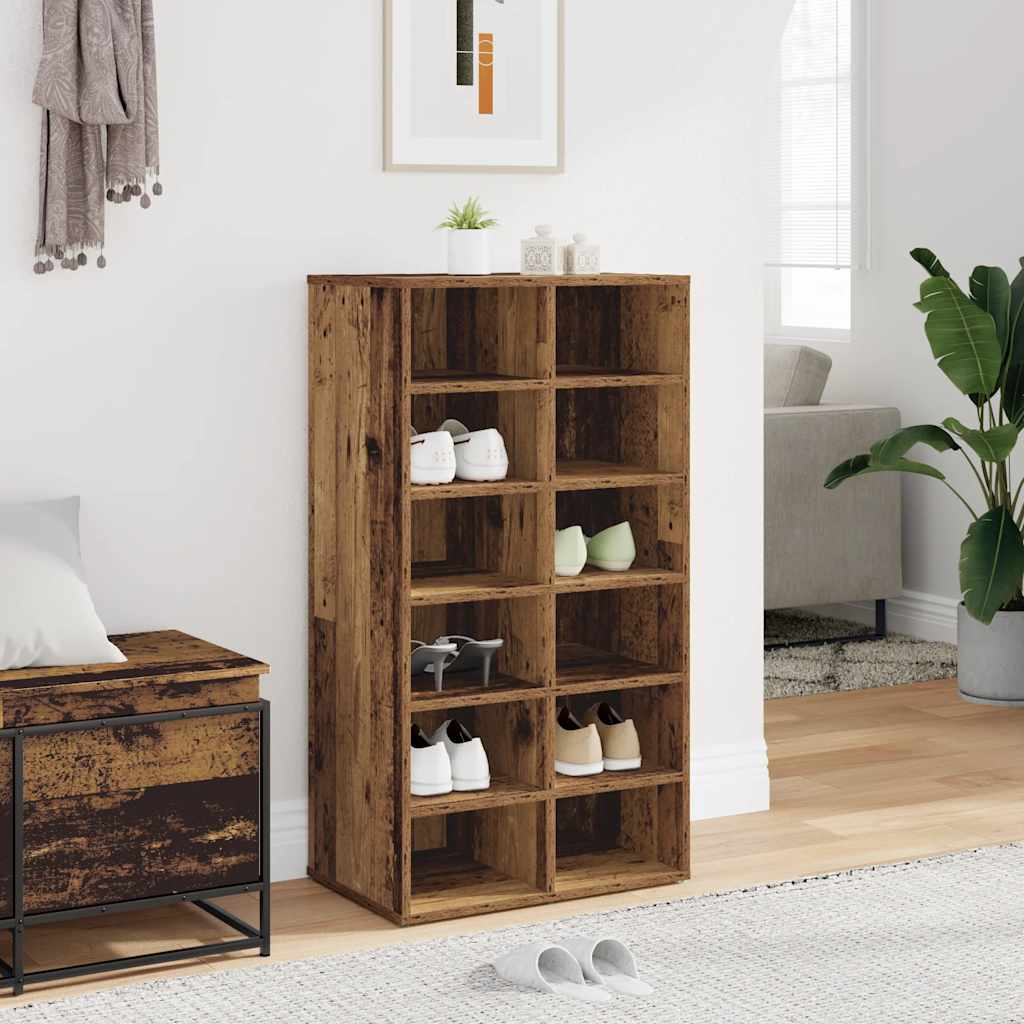Shoe Rack Old Wood 54x34x100.5 cm Engineered Wood - Bargainia.com - 