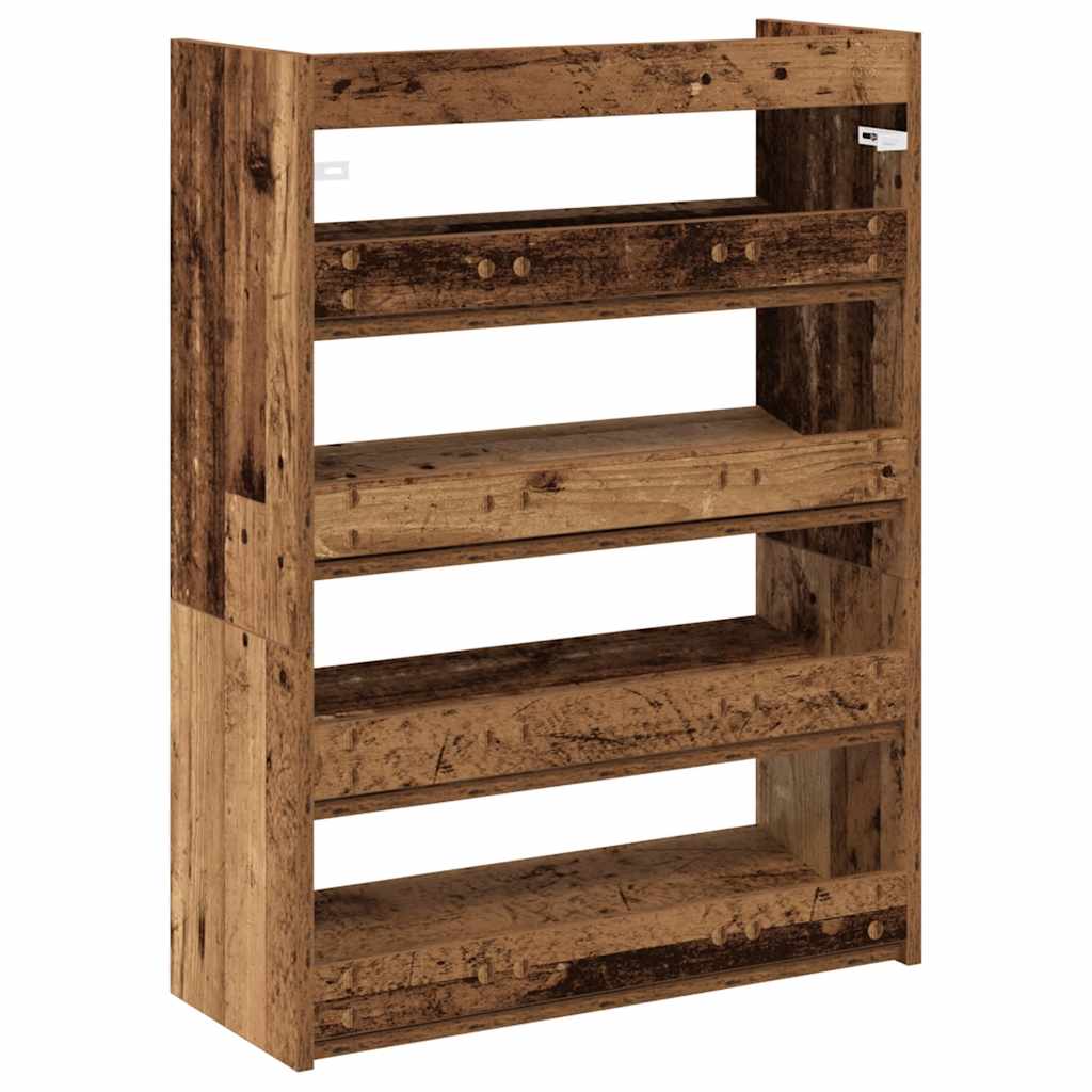 Shoe Rack Old Wood 60x25x81 cm Engineered Wood - Bargainia.com - 