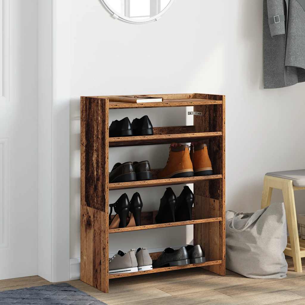 Shoe Rack Old Wood 60x25x81 cm Engineered Wood - Bargainia.com - 