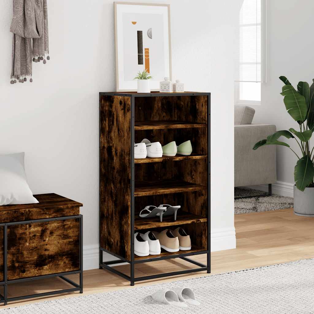 Shoe Rack Smoked Oak 48x38x97.5 cm Engineered Wood - Bargainia.com - 