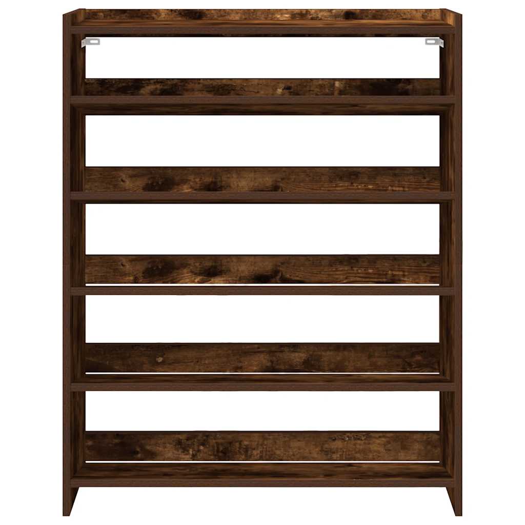 Shoe Rack Smoked Oak 80x25x100 cm Engineered Wood - Bargainia.com - 