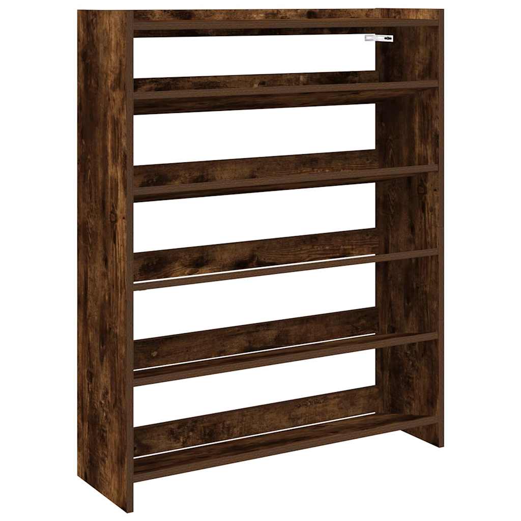 Shoe Rack Smoked Oak 80x25x100 cm Engineered Wood - Bargainia.com - 