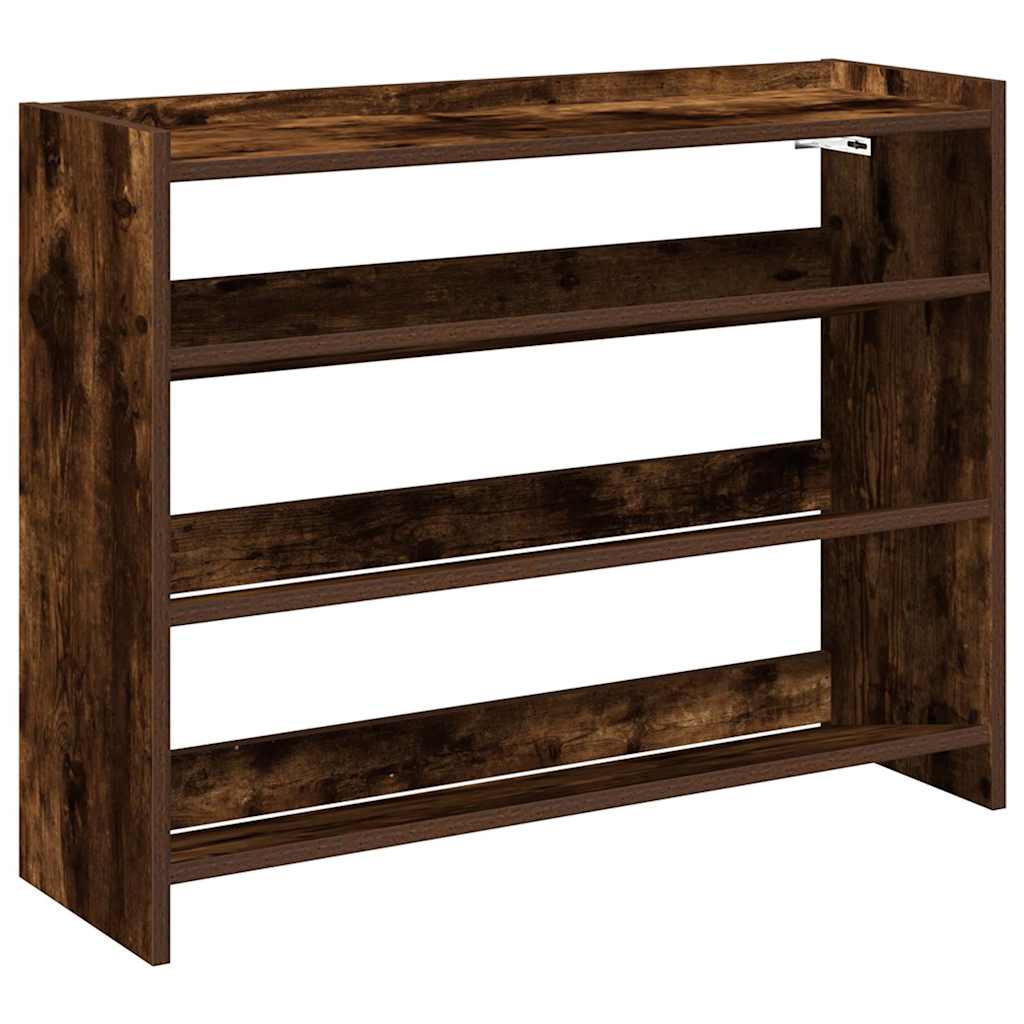 Shoe Rack Smoked Oak 80x25x62 cm Engineered Wood - Bargainia.com - 
