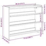 Shoe Rack Smoked Oak 80x25x62 cm Engineered Wood - Bargainia.com - 