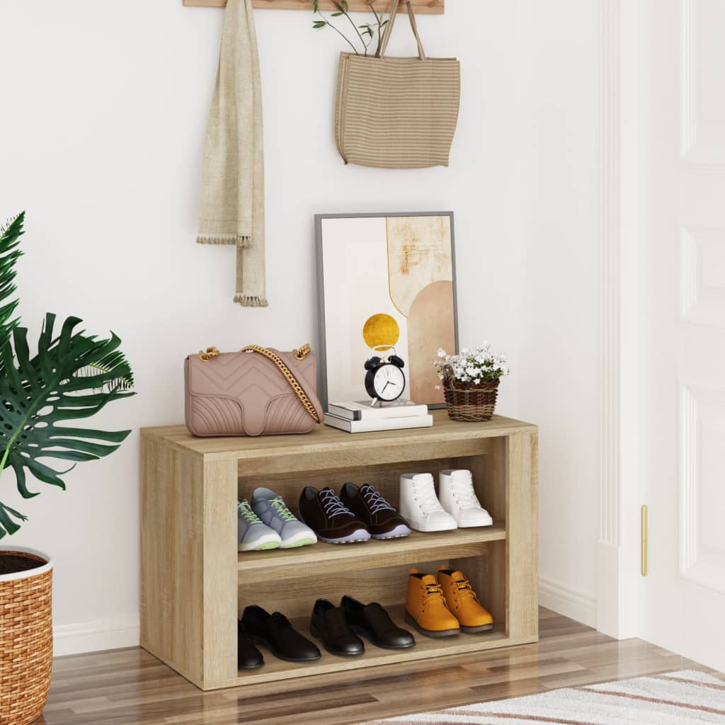 Shoe Rack Sonoma Oak 75x35x45 cm Engineered Wood - Bargainia.com - 