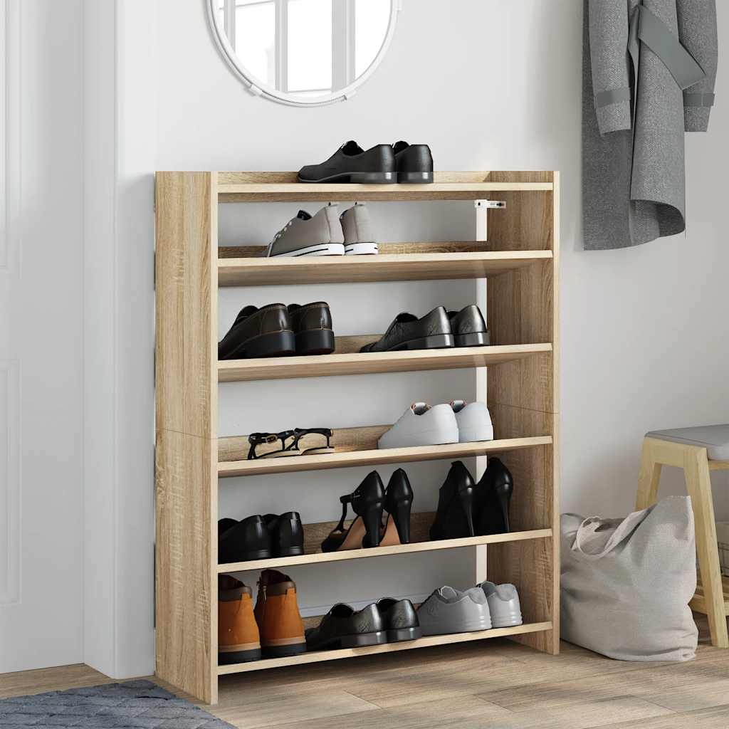 Shoe Rack Sonoma Oak 80x25x100 cm Engineered Wood - Bargainia.com - 
