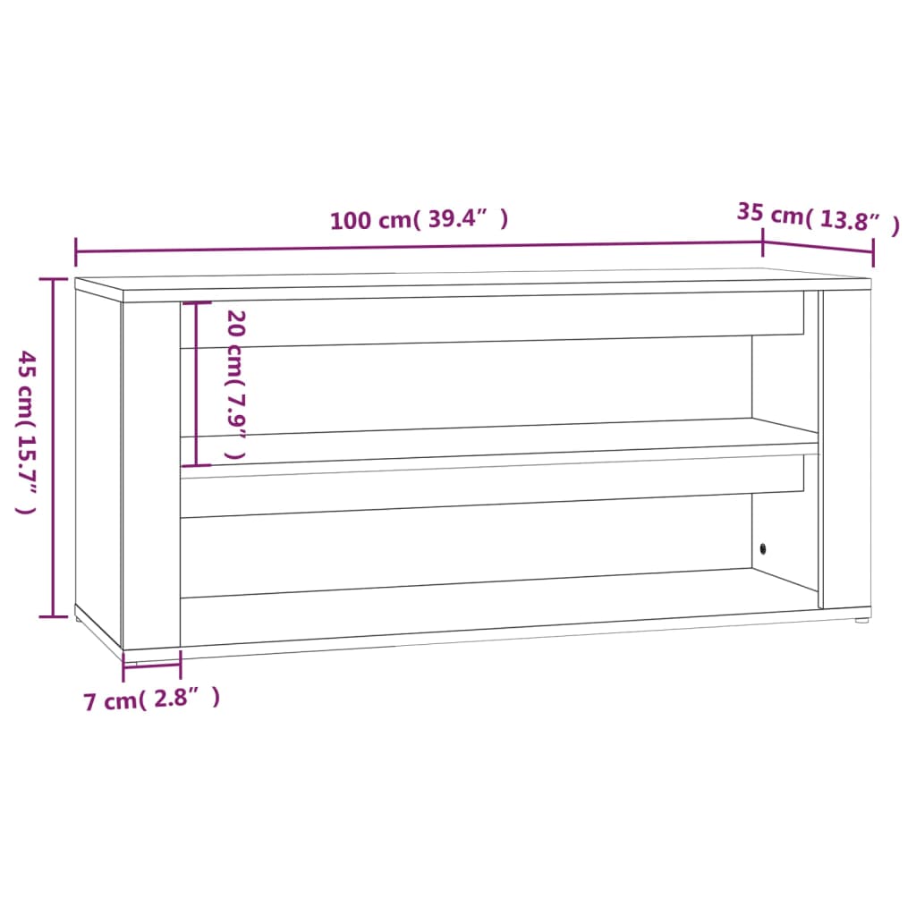 Shoe Rack White 100x35x45 cm Engineered Wood - Bargainia.com - 