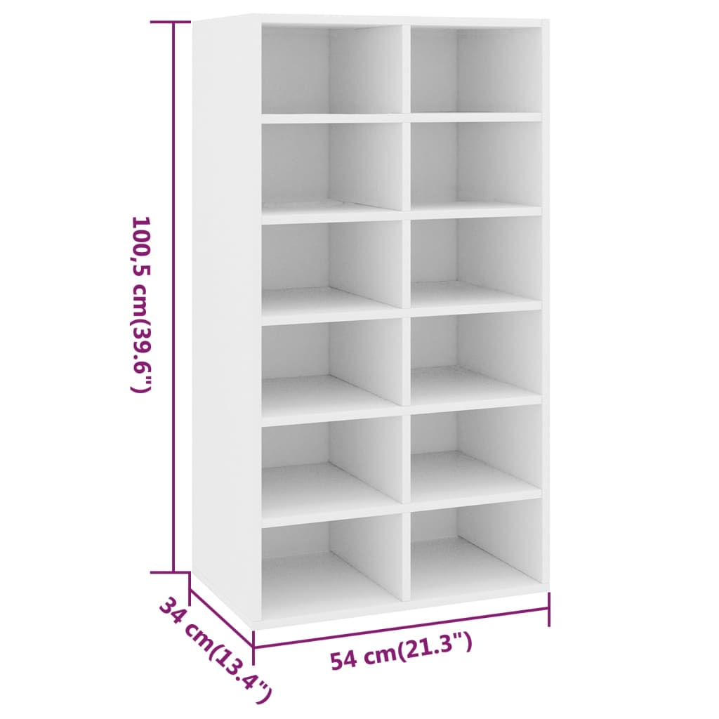 Shoe Rack White 54x34x100.5 cm Engineered Wood - Bargainia.com - 8719883730776 - 800396