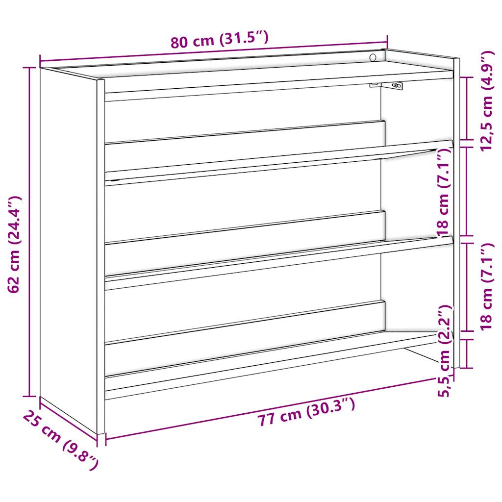 Shoe Rack White 80x25x62 cm Engineered Wood - Bargainia.com - 