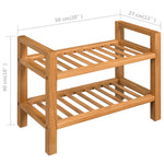 Shoe Rack with 2 Shelves 50x27x40 cm Solid Oak Wood - Bargainia.com - 