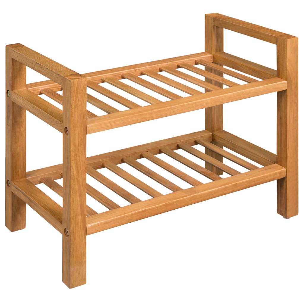 Shoe Rack with 2 Shelves 50x27x40 cm Solid Oak Wood - Bargainia.com - 